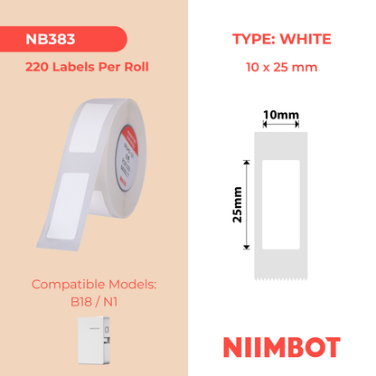 NB383 - Niimbot - N1 - 10x25mm - 220 White Labels