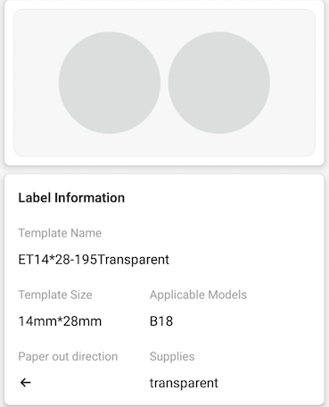 NB386 - NIIMBOT - B18 / N1 - ET14X28MM - 195 LABELS PER ROLL - ROUND - TRANSPARENT