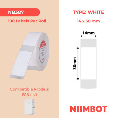 NB387 - Niimbot - N1 - 14x30mm - 190 White Labels
