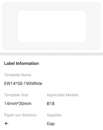 NB387 - NIIMBOT - B18 / N1 - EW14X30mm - 190 LABELS PER ROLL - WHITE