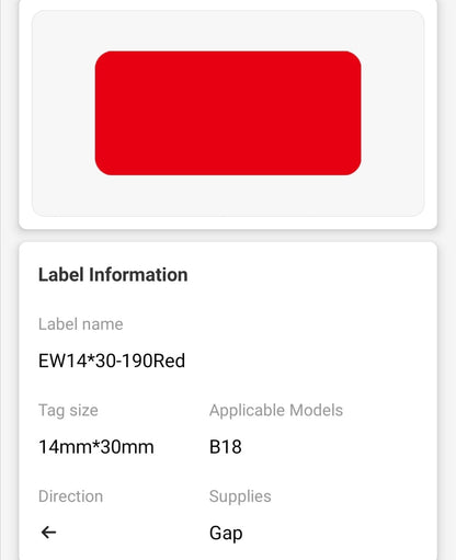 NB389 - NIIMBOT - B18 / N1 - EW14X30mm - 190 LABELS PER ROLL - RED