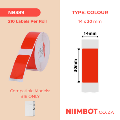 NB389 - NIIMBOT - B18 / N1 - EW14X30mm - 190 LABELS PER ROLL - RED