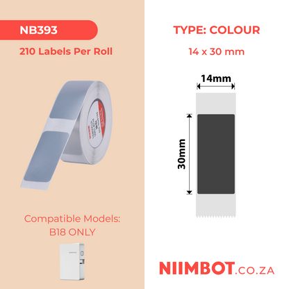 NB393 - NIIMBOT - B18 / N1 - ES14X30mm - 210 LABELS PER ROLL - DARK SILVER