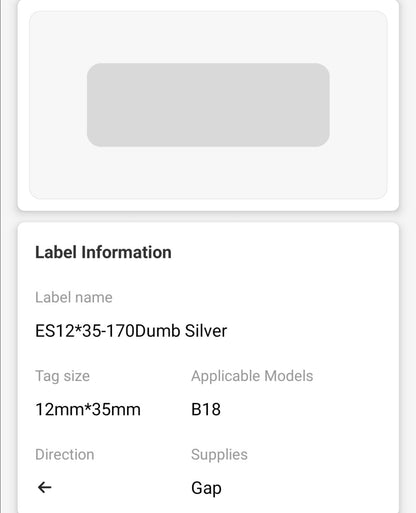 NB397 - NIIMBOT - B18 / N1 - ES 12X35mm -170 LABELS PER ROLL - SILVER