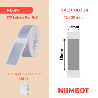 NB397 - Niimbot - N1 - 12x35mm - 170 Silver Labels