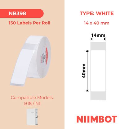 NB398 - Niimbot - N1 - 14x40mm - 150 White Labels