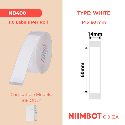NB400 - NIIMBOT - B18 / N1 - EW14X60mm - 110 LABELS PER ROLL - WHITE