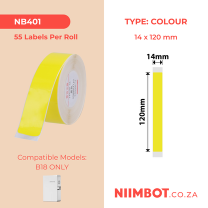 NB401 - NIIMBOT - B18 / N1 - EW14X120mm - 55 LABELS PER ROLL - YELLOW