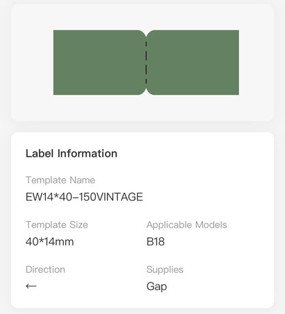 NB408 - NIIMBOT - B18 / N1 - EW14X40mm - 150 LABELS PER ROLL - INDEX VINTAGE DESIGN