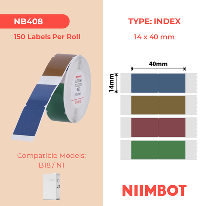 NB408 - Niimbot - N1 - 14x40mm - 150 Vintage Index Labels