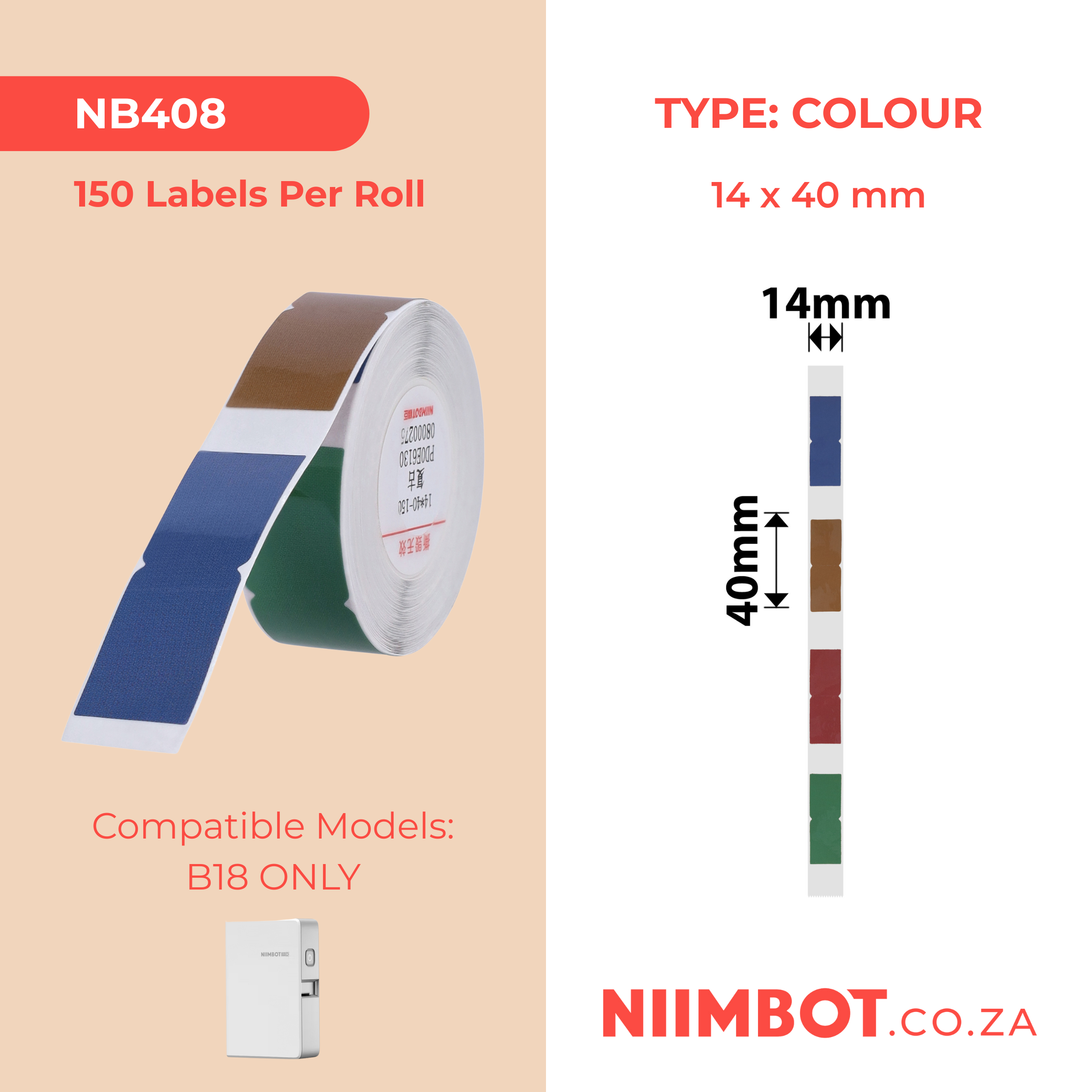 NB408 - NIIMBOT - B18 / N1 - EW14X40mm - 150 LABELS PER ROLL - INDEX VINTAGE DESIGN