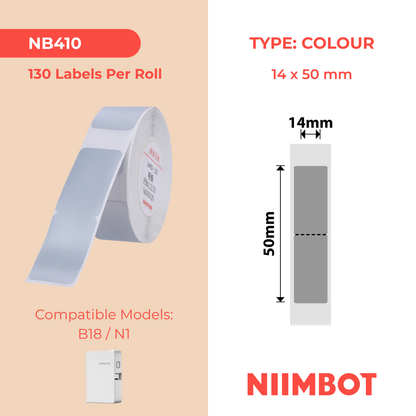 NB410 - Niimbot - N1 - 14x50mm - 130 Silver Labels