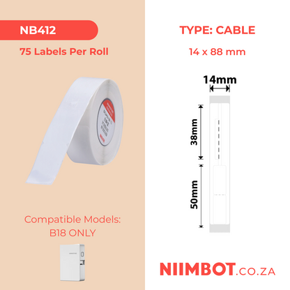 NB412 - NIIMBOT - B18 / N1 - EL14X88mm - 75 LABELS PER ROLL - WHITE JEWELLERY DESIGN
