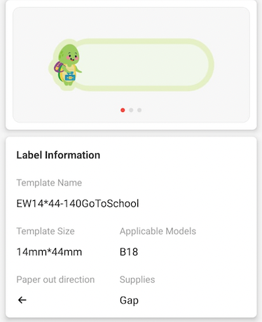 NB415 - NIIMBOT - B18 / N1 - EW14X44mm - 140 LABELS PER ROLL- GO TO SCHOOL DESIGN