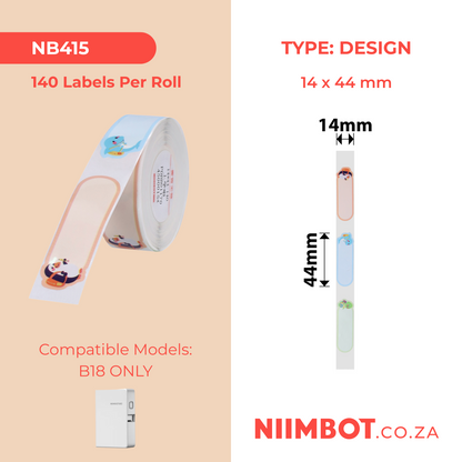 NB415 - NIIMBOT - B18 / N1 - EW14X44mm - 140 LABELS PER ROLL- GO TO SCHOOL DESIGN