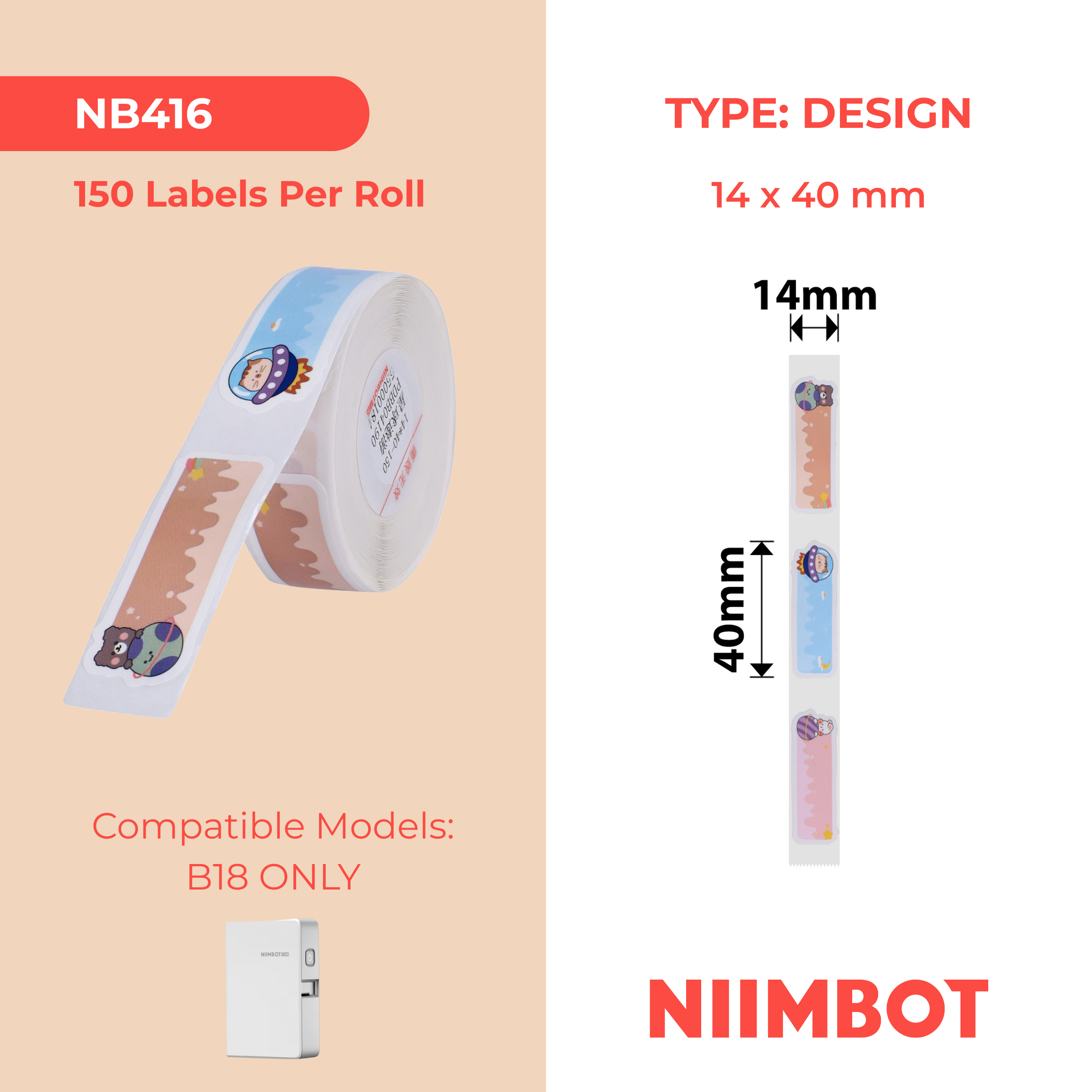 NB416 - NIIMBOT - B18 / N1 - EW14X40mm - 150 LABELS PER ROLL - STAR TREK DESIGN