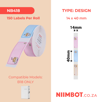 NB418 - NIIMBOT - B18 / N1 - EW14X40mm - 150 LABELS PER ROLL- DREAMER DESIGN