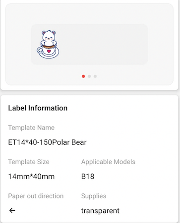 NB421 - NIIMBOT - B18 / N1 - EM14X40mm - 160 LABELS PER ROLL - BEAR DESIGN