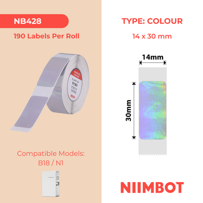 NB428 - Niimbot - N1 - 14x30mm - 190 Silver Hologram Labels