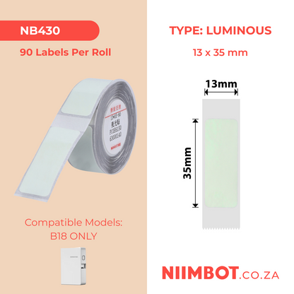 NB430 - NIIMBOT - B18 / N1 - EL13X35mm - 90 LABELS PER ROLL - LUMINOUS DESIGN