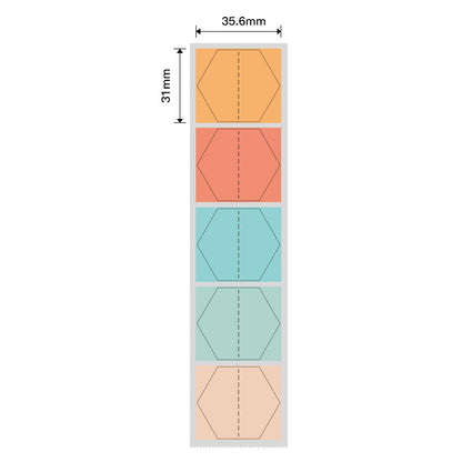 NB436 - NIIMBOT - B1 / B21 / B3S / B4 - 35.6X31MM - 220 THERMAL LABELS (MULTI-COLOUR) - HEXAGON DESIGN