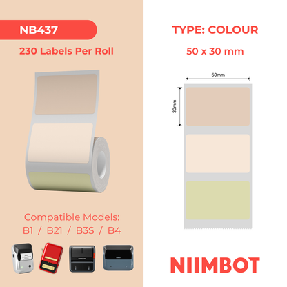 NB437 - NIIMBOT - B1 / B21 / B3S / B4 - 50X30MM - 230 THERMAL LABELS (MULTI-COLOUR)