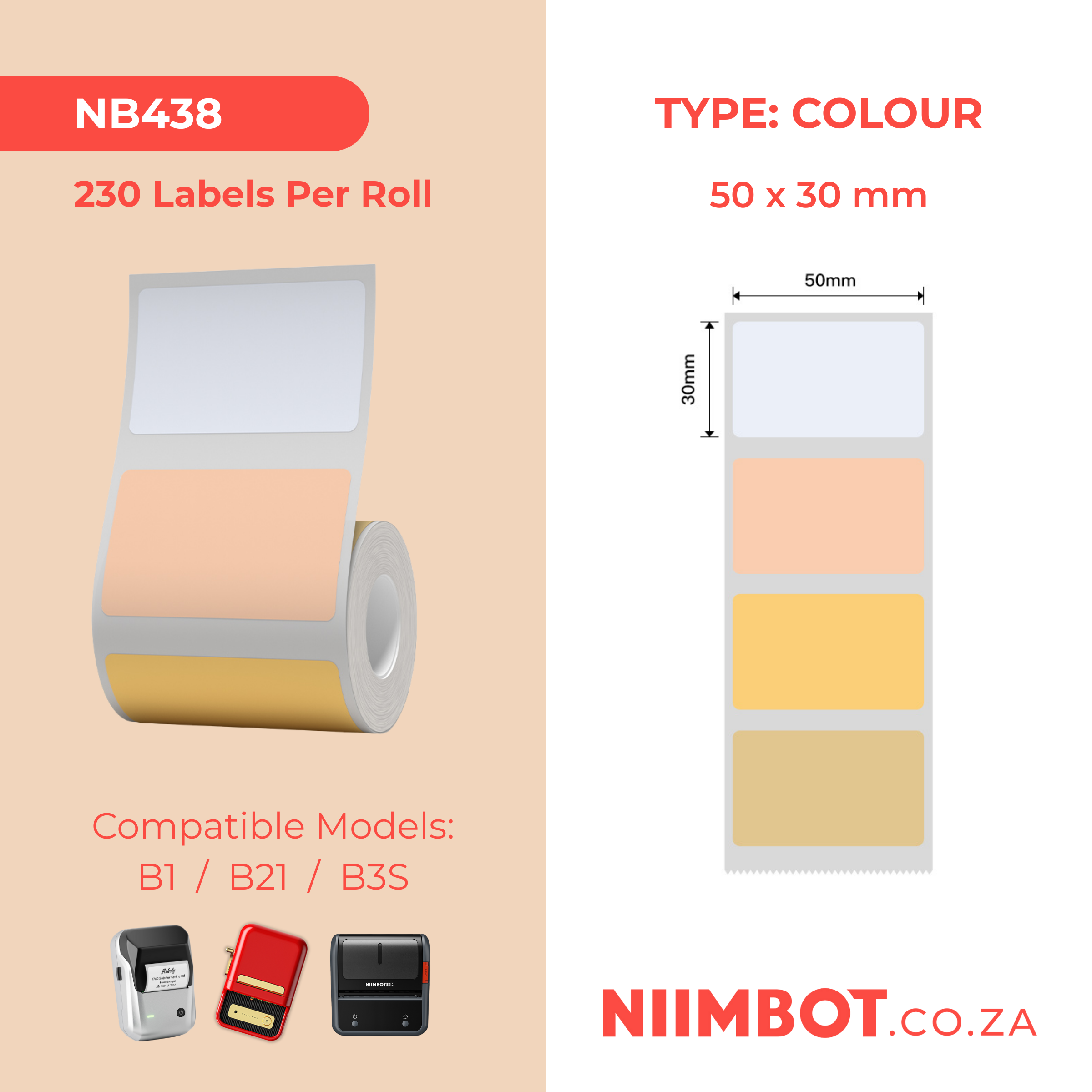 NB438 - NIIMBOT - B1 / B21 / B3S / B4 - 50X30MM - 230 THERMAL LABELS - HEAL THE FOREST DESIGN