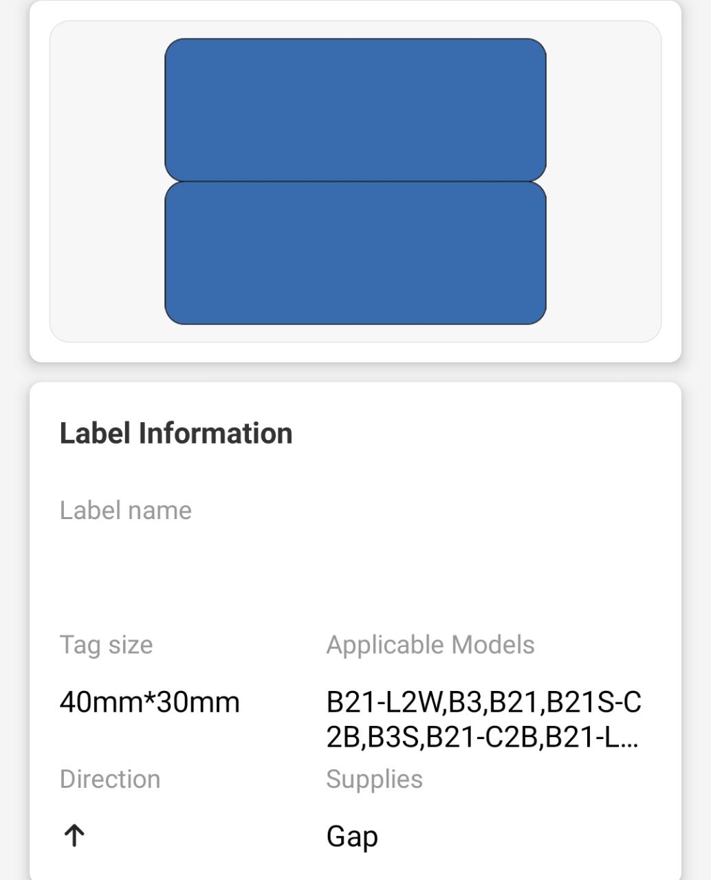 NB441 - NIIMBOT - B1 / B21 / B3S / B4 - 40X15/2MM - 460 BLUE THERMAL LABELS