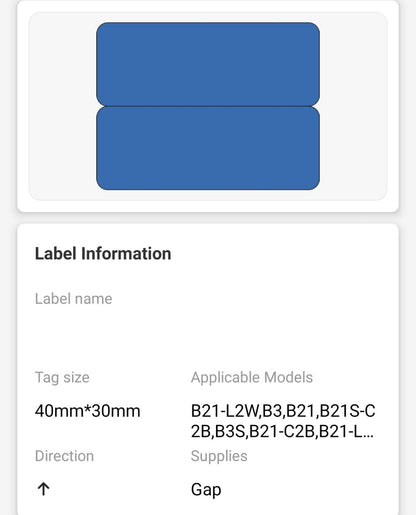 NB441 - NIIMBOT - B1 / B21 / B3S / B4 - 40X15/2MM - 460 BLUE THERMAL LABELS