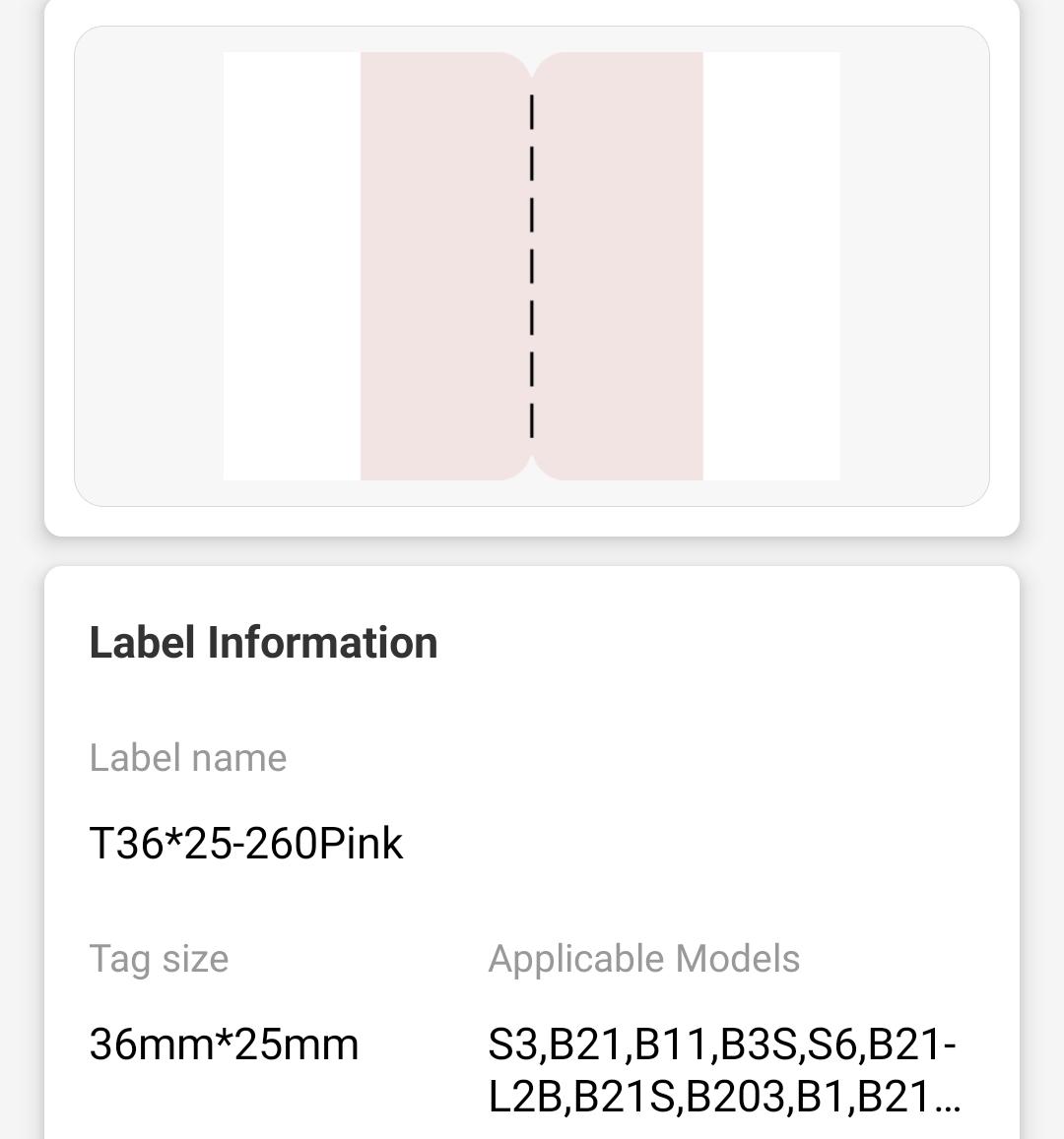 NB442 - NIIMBOT - B1 / B21 / B3S - T36X25MM - 260 LABELS PER ROLL -  PINK INDEX STICKER DESIGN