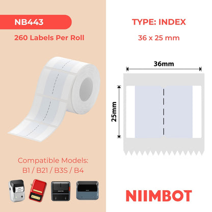 NIIMBOT - B Range - 36x25mm - Grey Index Sticker - 260 Labels