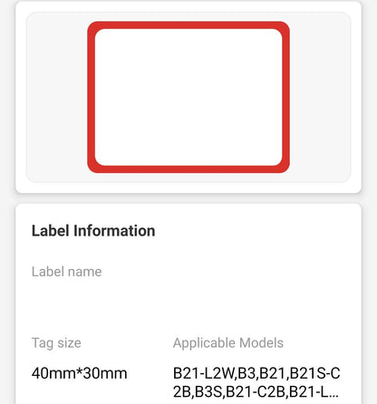 NB444 - NIIMBOT - B1 / B21 / B3S / B4 - 40X30MM - 230 THERMALS LABELS - RED FRAME DESIGN