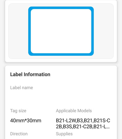 NB445 - NIIMBOT - B1 / B21 / B3S / B4 - 40X30MM - 230 LABELS PER ROLL - BLUE FRAME DESIGN