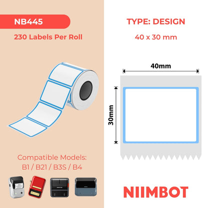NIIMBOT - B Range - 40x30mm - Blue Frame - 230 Labels