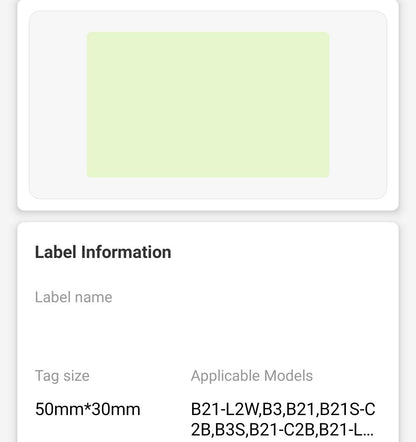 NB447 - NIIMBOT - B1 / B21 / B3S / B4 - 50X30MM - 230 SOLID GREEN THERMAL LABELS