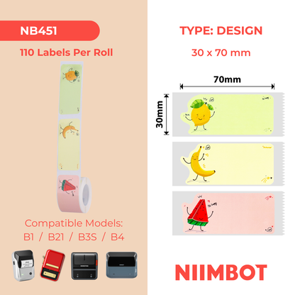 NB451 - Niimbot - B1 / B21 / B31 / B3S / B4 - 30x70mm - 110 Fruity Party Labels
