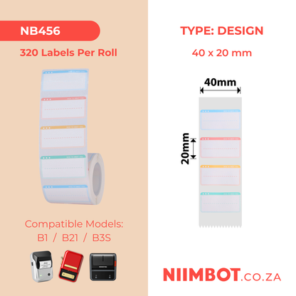 NB456 - NIIMBOT - B1 / B21 / B3S / B4 - T40X20MM - 320 LABELS PER ROLL - NICE TO MEET YOU DESIGN