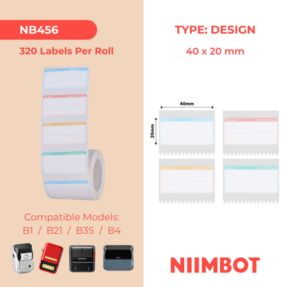 NB456 - Niimbot - B1 / B21 / B31 / B3S / B4 - 40x20mm - 320 Nice To Meet You Labels - CN