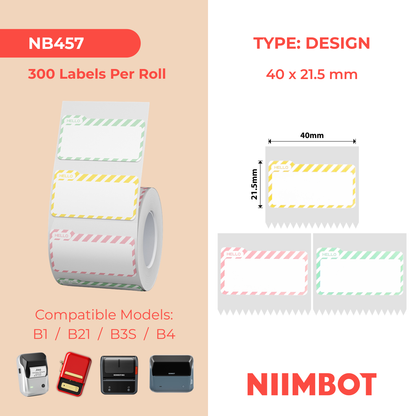 NB457 - Niimbot - B1 / B21 / B31 / B3S / B4 - 40x21.5mm - 300 Hello Name Tag Multi-Colour Labels