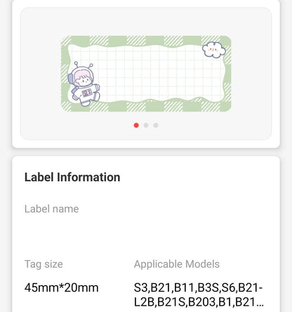 NB459 - NIIMBOT - B1 / B21 / B3S / B4 - 45X20MM - 320 THERMAL LABELS - SPACE SQUAD DESIGN