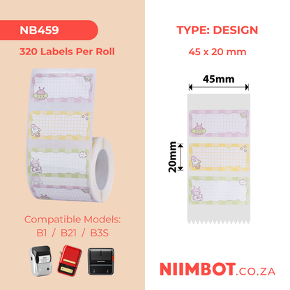 NB459 - NIIMBOT - B1 / B21 / B3S / B4 - 45X20MM - 320 THERMAL LABELS - SPACE SQUAD DESIGN