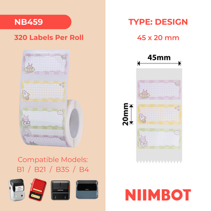 NB459 - NIIMBOT - B1 / B21 / B3S / B4 - 45X20MM - 320 THERMAL LABELS - SPACE SQUAD DESIGN