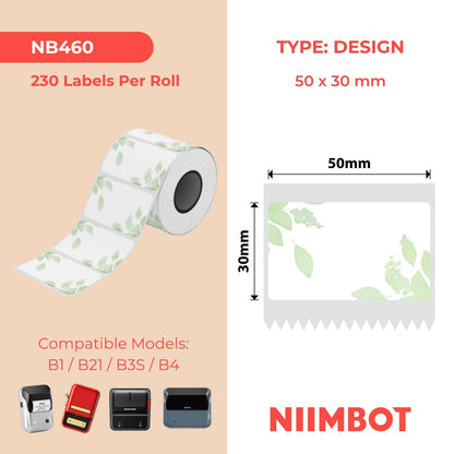 NIIMBOT - B Range - 50x30mm - Green Leaf - 230 Labels
