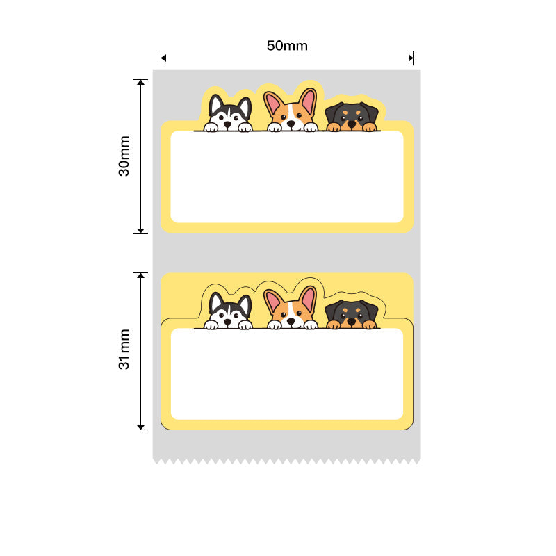NB461 - NIIMBOT - B1 / B21 / B3S / B4 - 50X31MM - 220 THERMAL LABELS - DOG DESIGN