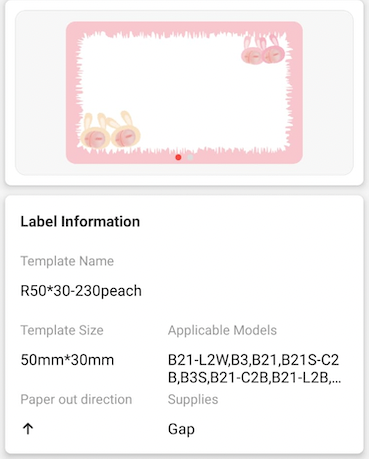 NB464 - NIIMBOT - B1 / B21 / B3S / B4 - T50X30MM - 230 LABELS PER ROLL - PEACH DESIGN
