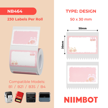 NB464 - Niimbot - B1 / B21 / B31 / B3S / B4 - 50x30mm - 230 Peach Labels