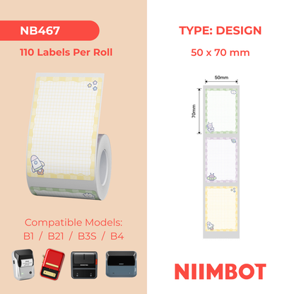NB467 - NIIMBOT - B1 / B21 / B3S / B4 - T50X70MM - 110 LABELS PER ROLL - CAMPING DESIGN