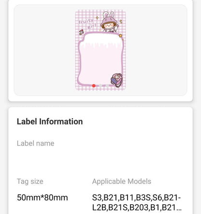 NB469 - NIIMBOT - B1 / B21 / B3S / B4 - 50X80MM - 95 THERMAL LABELS (MULTI-COLOUR) - FRUITY GIRL DESIGN