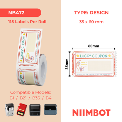 NB472 - Niimbot - B1 / B21 / B31 / B3S / B4 - 35x60mm - 115 Lucky Tiger Labels
