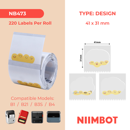 NB473 - Niimbot - B1 / B21 / B31 / B3S / B4 - 41x31mm - 220 Cute Emojis Labels
